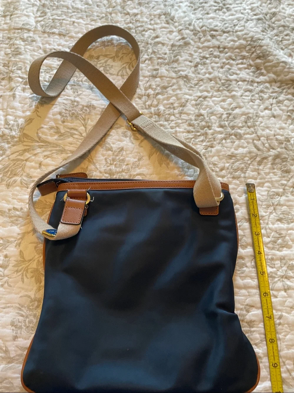Michael Kors Navy and Brown Crossbody Messenger Bag